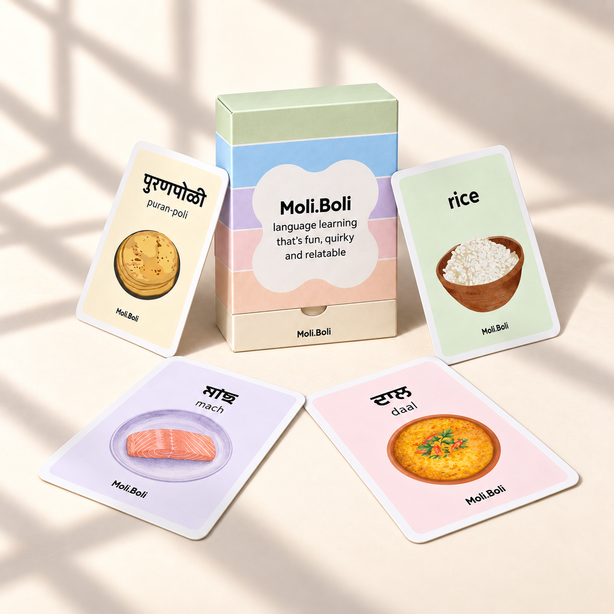 Moli.Boli First Foods flashcards for bilingual babies and toddlers